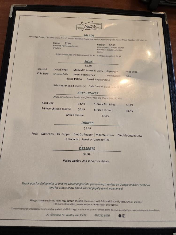 Tony's Seafood & Grill Menu image 4